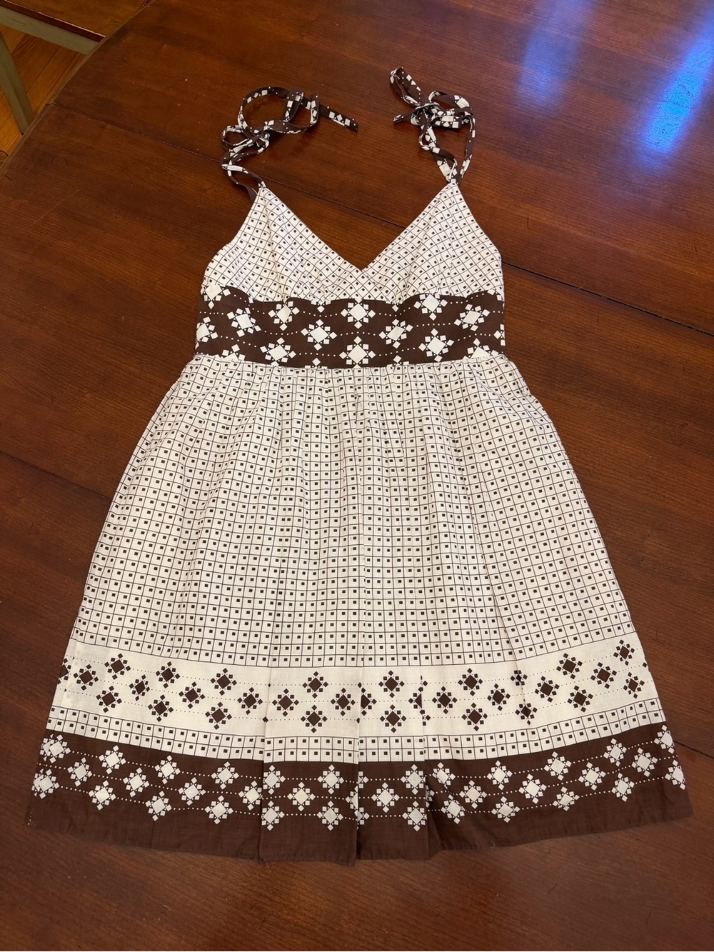 Milly of New York Brown & White Geometric Print Sleeveless Dress Size 8